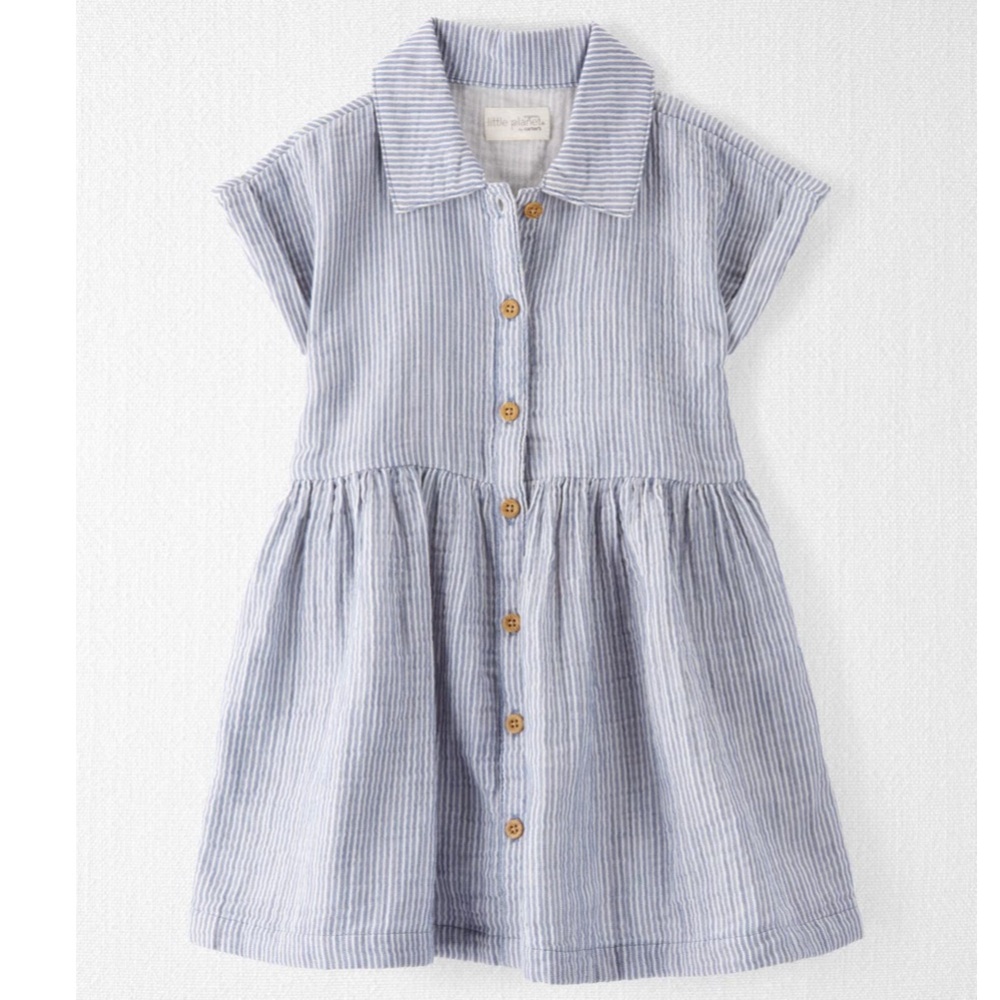 Organic Cotton Striped Button-Front Dress